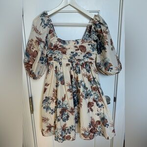 Abercrombie & Fitch Floral Dress - Cream, Blue, Brown